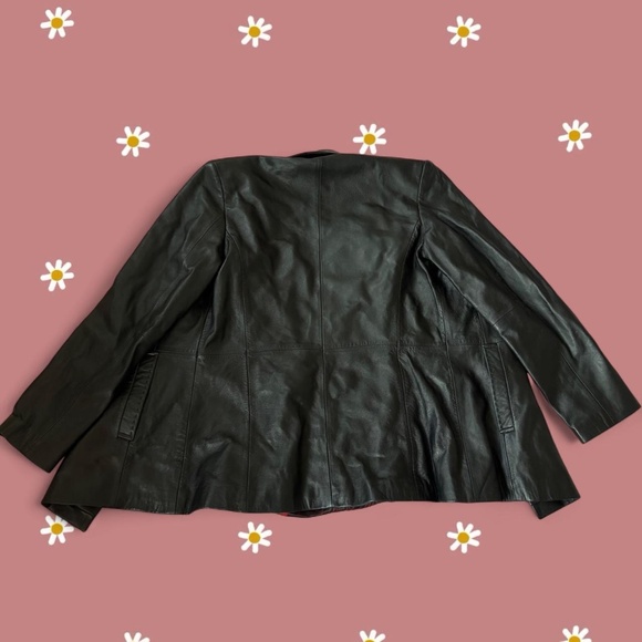 Women's Red & Black Leather Jacket - Picture 2 of 4